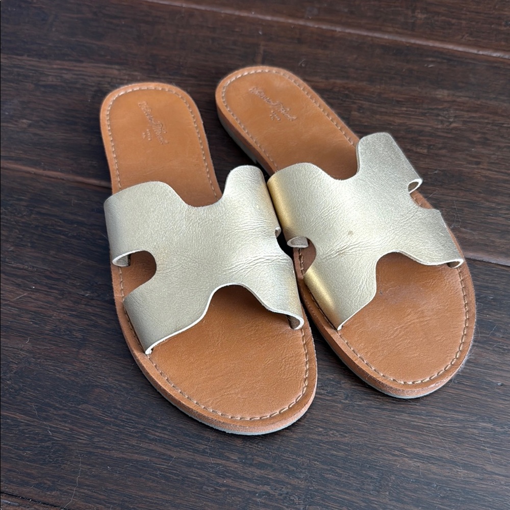Women's Gold Slide Sandals
